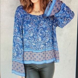 Francesca's bluish purple paisley tunic size MED